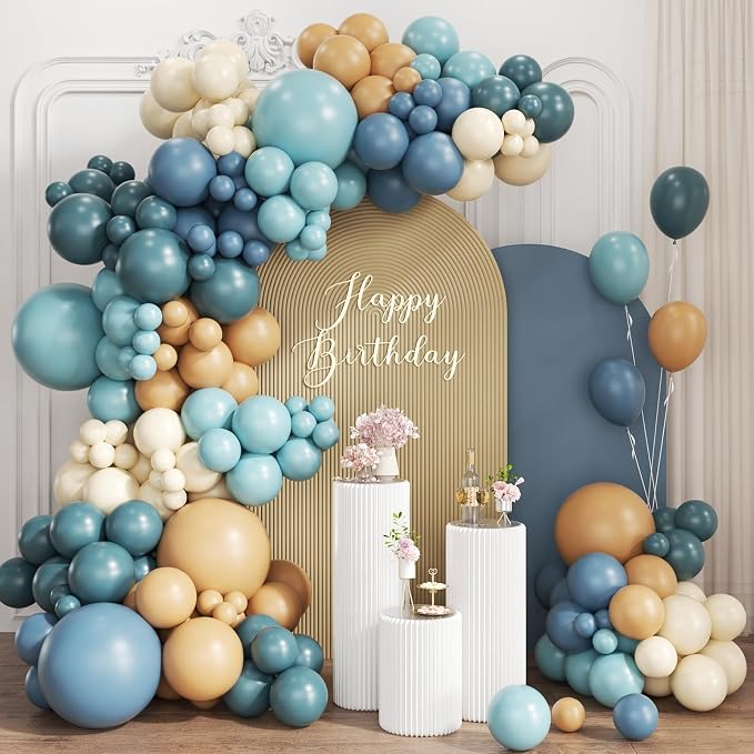 Dusty Blue Camel White Balloon Garland Arch Kit by Unknown