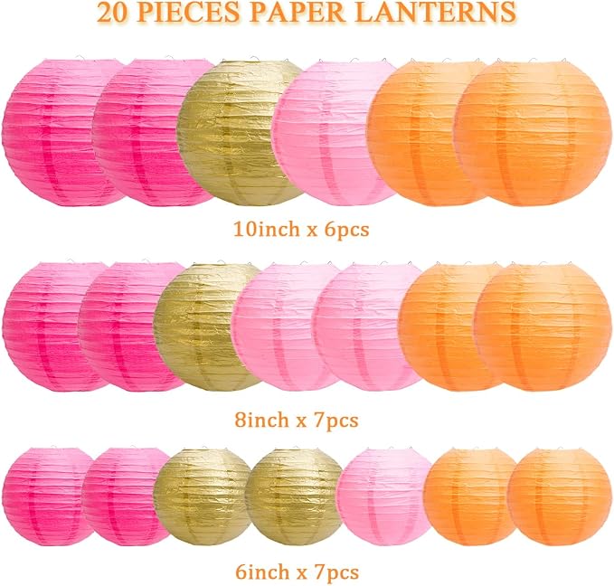 Paper Lanterns Party Decorations, Hanging Round Chinese Lanterns - Image 2