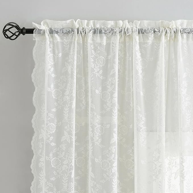 FINECITY Short Lace Curtains 54 Inch Length - Image 2