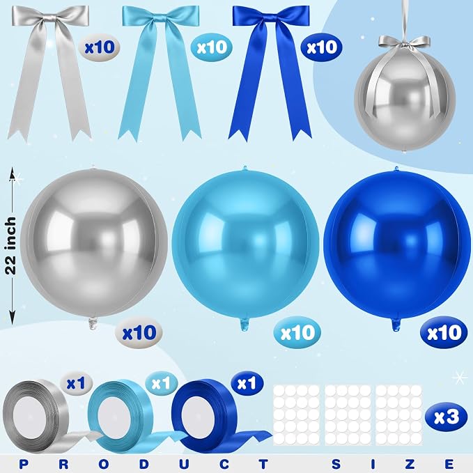 Jenaai 30 Set Round Foil Balloons Bulk 22 Inch 4d Metallic Giant Balloons Set - Image 2