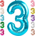3 Balloon Numbers Birthday Decorations, 40In Light Blue Balloons by Mluchee