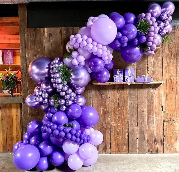 Metallic Purple Balloons 50Pack 12 Inch Chrome Purple Latex Party Balloons - Image 6