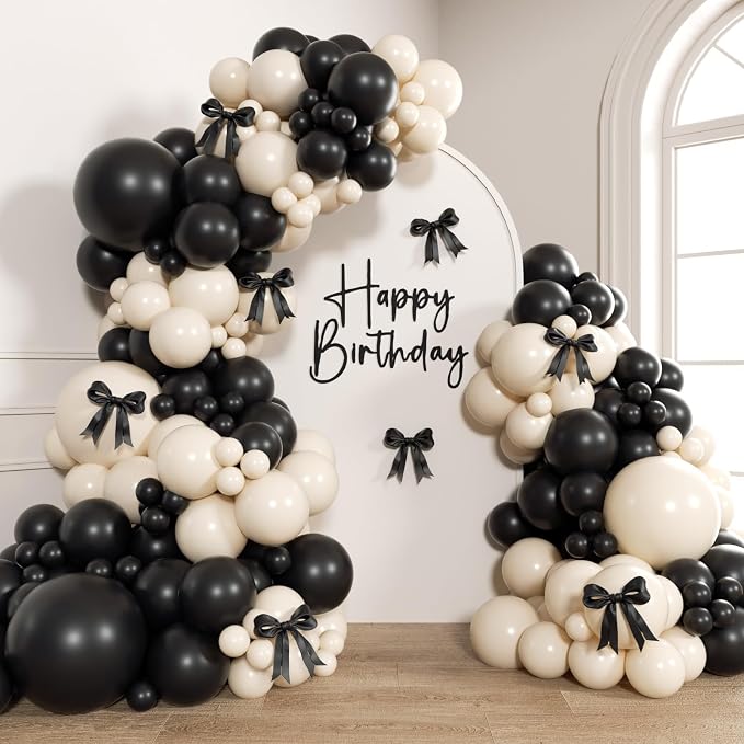 155pcs Black and White Balloon Arch Kit by GIZIUXNE