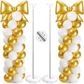 2 Sets Gold White Bow Balloon Column Stand Kit Includes 2 Bows & 100 Latex by Charnoel