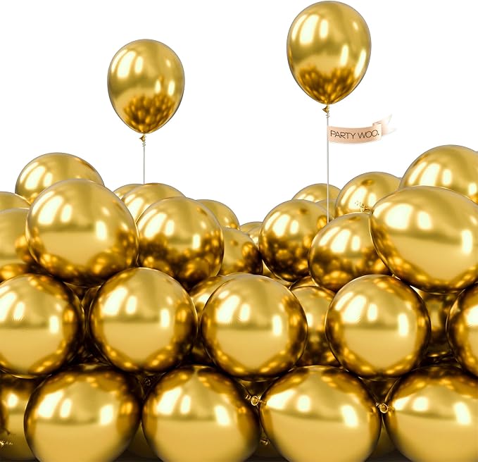 PartyWoo Metallic Gold Balloons 50pcs Chrome Gold Color 5 Inch | Balloons by PartyWoo