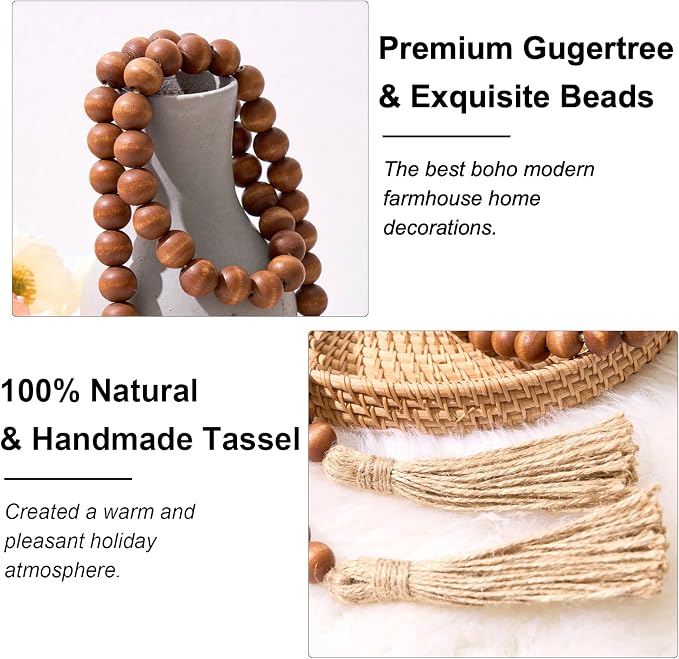 OMISHE 59in Wood Bead Garland - Image 8