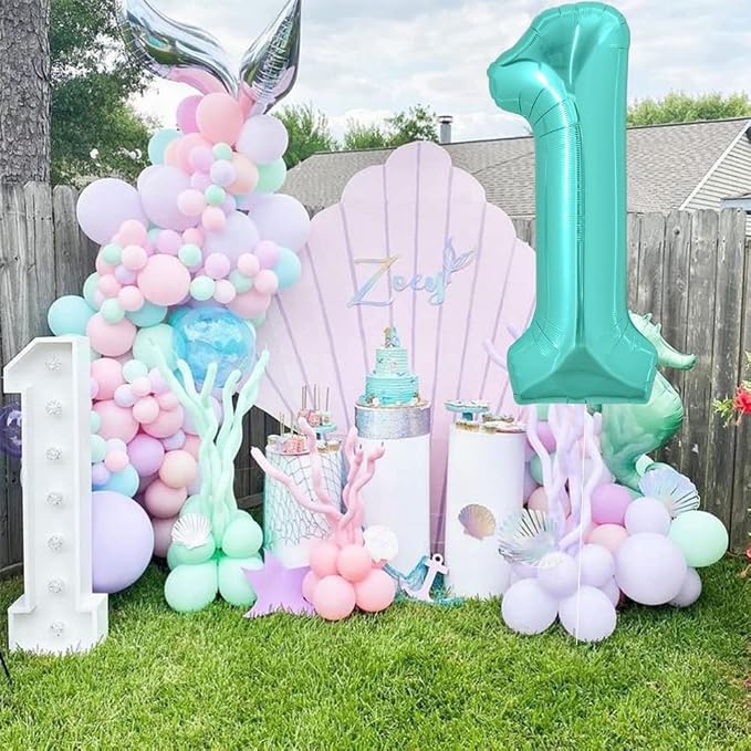TONIFUL 40 Inch Large Teal Blue Number Balloons, Giant Jumbo Helium Foil Mylar - Image 4