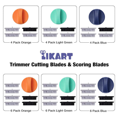 Likart 4-Pack Paper Cutter Replacement Blade Kit,Portable Trimmer Cutting Blades Compatible for Portable Trimmer/Basic Trimmer/Roll Holder,3 Cutting Blades & 1 Scoring Blades with a Holder,Light Green