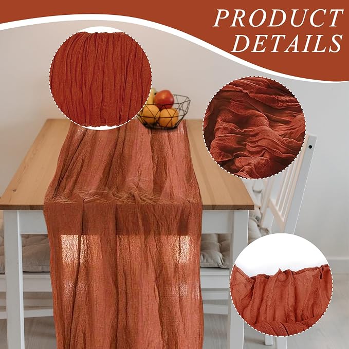 12 Pack Cheesecloth Table Runner, Runner Gauze Boho Wedding Decor Romantic - Image 3