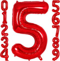 Red Number 5 Balloon 40 Inch, Big Large Foil Helium Number Balloons, Jumbo by AIQINHU