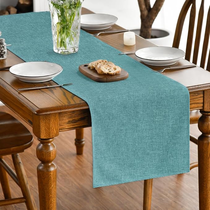 Artoid Mode Turquoise Aqua Table Runner, Seasonal Summer Washable Kitchen - Image 3