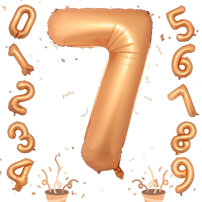 Number 7 Balloon for Boys, Giant Orange Self Inflating Number 0-9 Set Decor for by Isndare