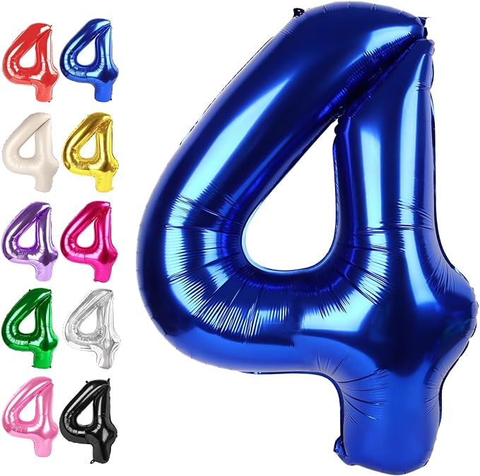 Night Blue Number 4 Balloon 40 inch, 4th Birthday Party Balloons Decorations | by Upgesy