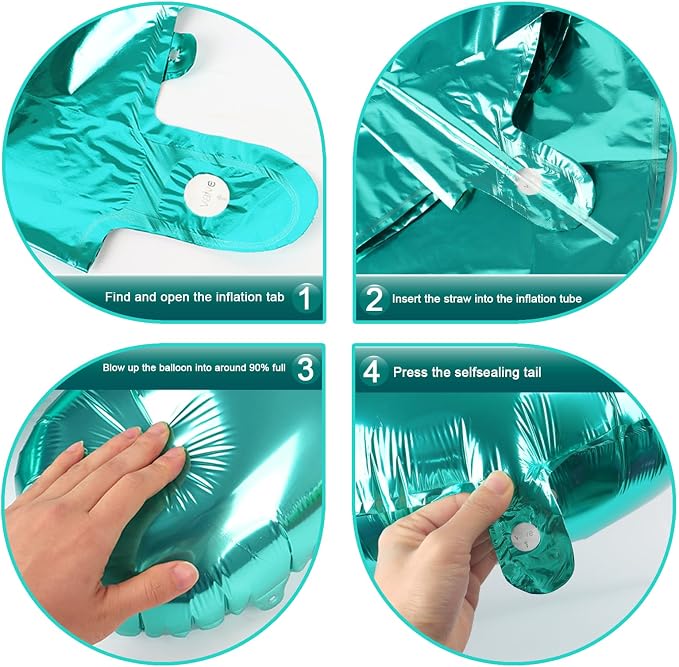 Teal Blue Number 9 Balloon 40 inch, Balloon numbers party supplies, deco photo - Image 2