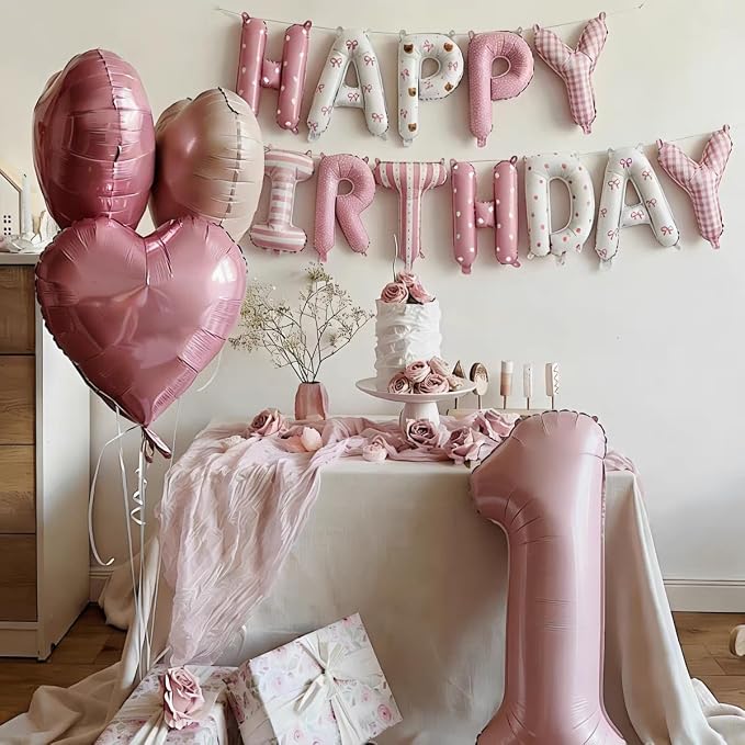 16in Happy Birthday Balloon Banner Happy Birthday Bow Bear Letter Balloon | - Image 5