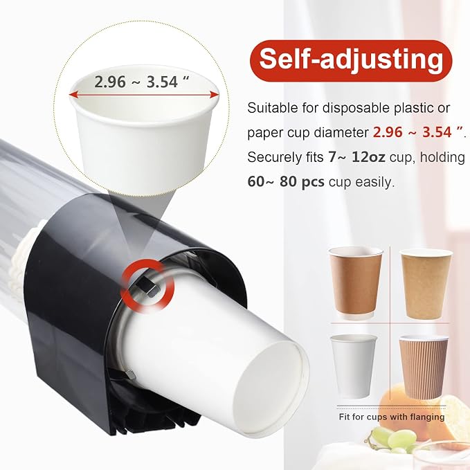 Cup Dispenser, Wall Mount Water Cooler Cup Holder Fits 7-12oz Cups | Pull Type - Image 4