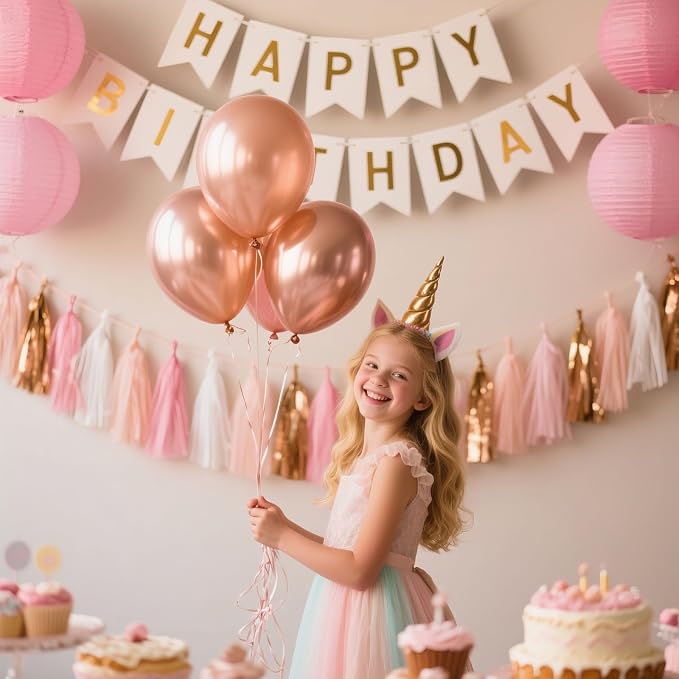 Rose Gold Peach White Pink Tassel Garland Banner, 20 Pack, Tassel Garland Party - Image 2