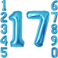 Light Blue Number 17 Balloon 40 Inch, Foil Numeral by Unknown