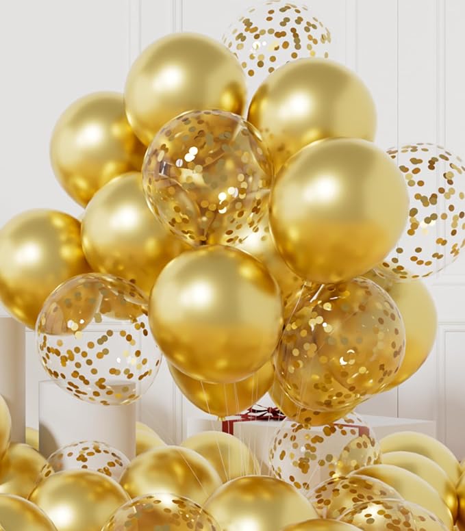 AULE 42Pcs Metallic 12 Inch Gold Confetti Balloons Set | Gold Party Balloons by AULE