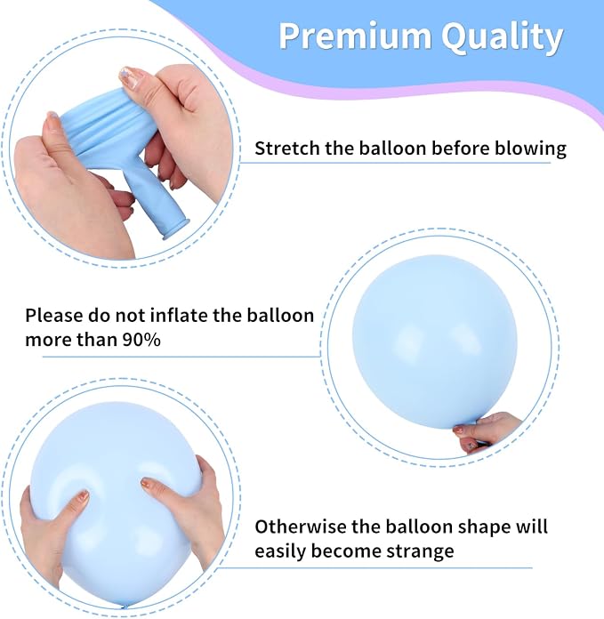 RUBFAC Pink Purple Blue Balloons, Iridescent Party Balloons, 12 Inch Pastel - Image 3
