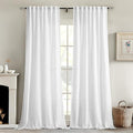 MIULEE White Linen Curtains 105 Inch Long 2 Panels by MIULEE