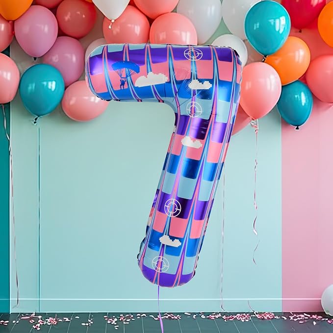 40 Inch Video Game Themed Number 7 Balloon, Birthday Party Decorations | Large - Image 5