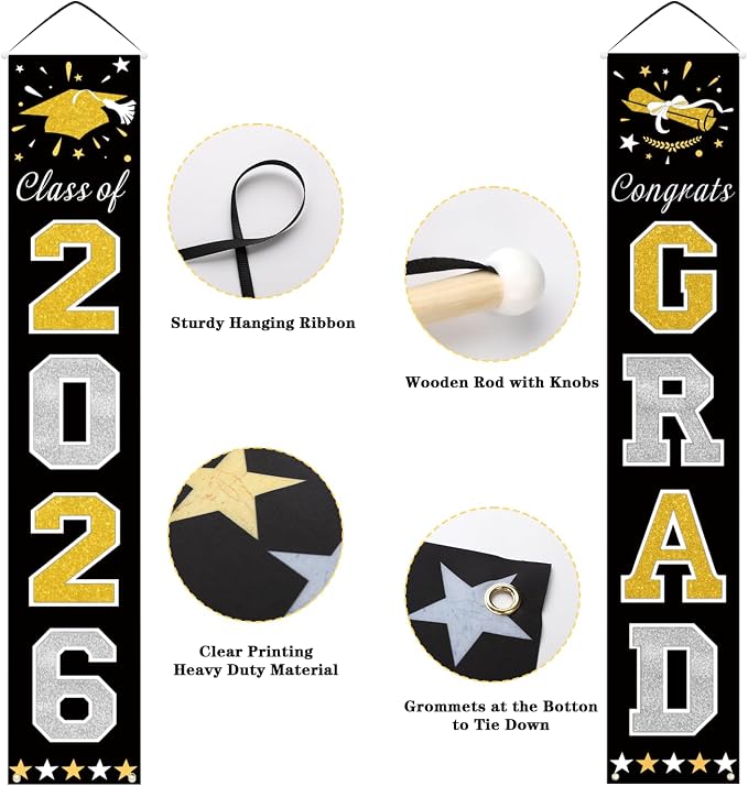 DAZONGE Graduation Decorations 2026, Graduation Porch Banners - Image 4