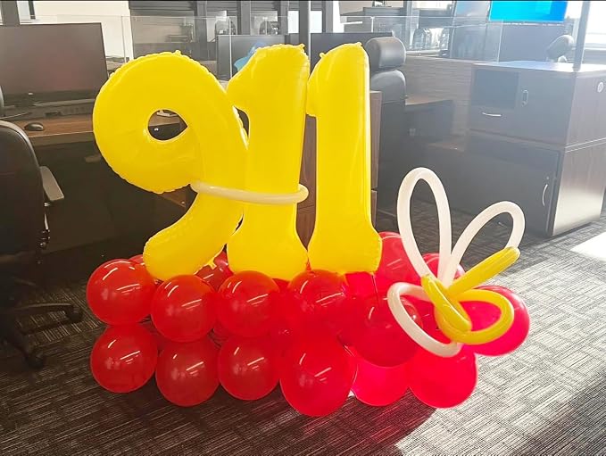1 Balloon Numbers Birthday Decorations, 40In Yellow Balloons - Image 4