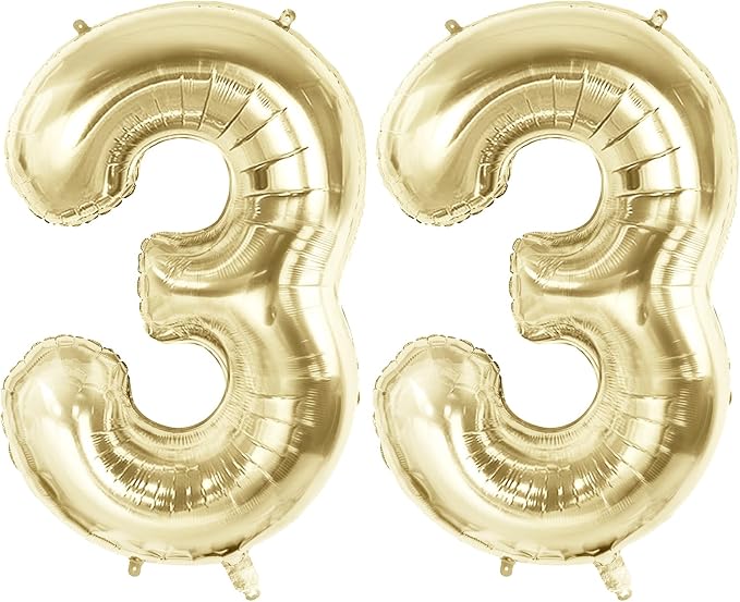 Number 33 Balloons for 33rd Birthday Party Decorations, 40 Inch 0-100 by Joycard