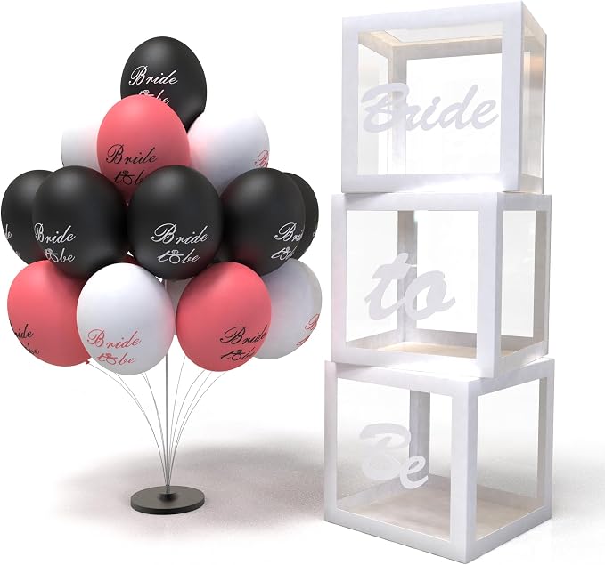 Transparent Wedding Balloon Boxes 3PCS White Bride to Be Balloon Boxes by opunmpwu