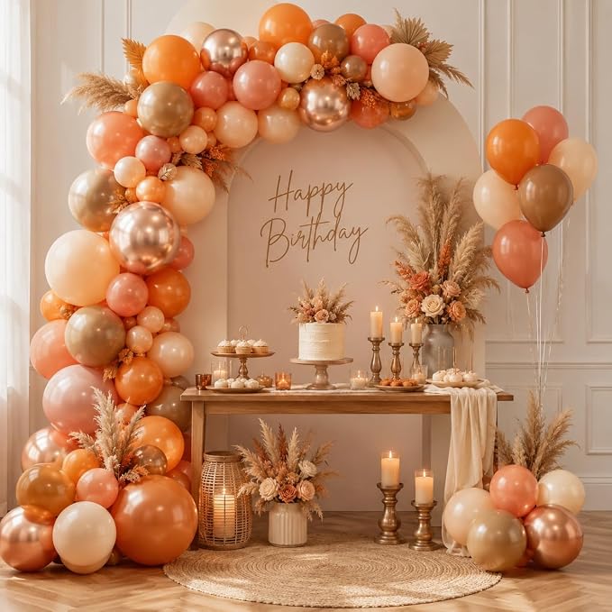 Fall Balloons Terracotta Burnt Dark Orange Brown Tan Coffee Metallic Gold Ivory - Image 5