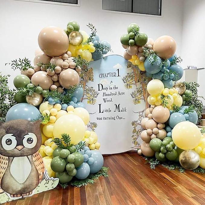 Sage Green Dusty Blue Yellow Balloons - Image 3