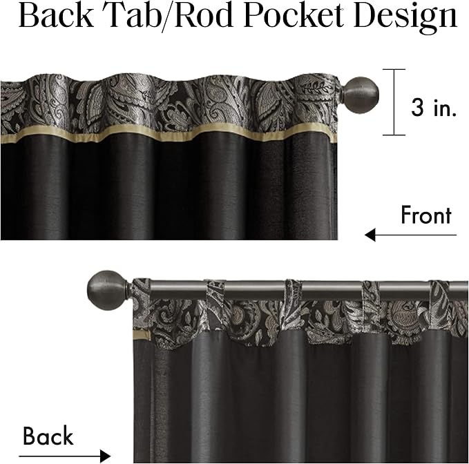 Madison Park Aubrey 2 Panel Curtain Faux Silk Paisley Jacquard, Rod Pocket - Image 5