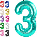 Teal Blue Number 3 Balloon 40 inch, Balloon numbers party supplies, deco photo by Upgesy