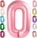 Number 0 Balloons Birthday Decorations, 40In Pearl Pink Balloons by Mluchee