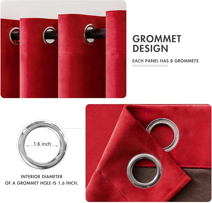 MIULEE Velvet Curtains Christmas Red 52 x 108 Inch Length Set of 2 | Extra Long - Image 2