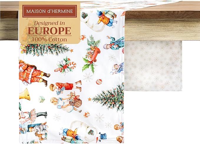 Maison d' Hermine Table Runner 100% Cotton Double Layer Table Runners 108 inches Long for Thanksgiving Christmas Decorations Home Kitchen Dining Party Wedding (Chromo, 14.5" x 108")