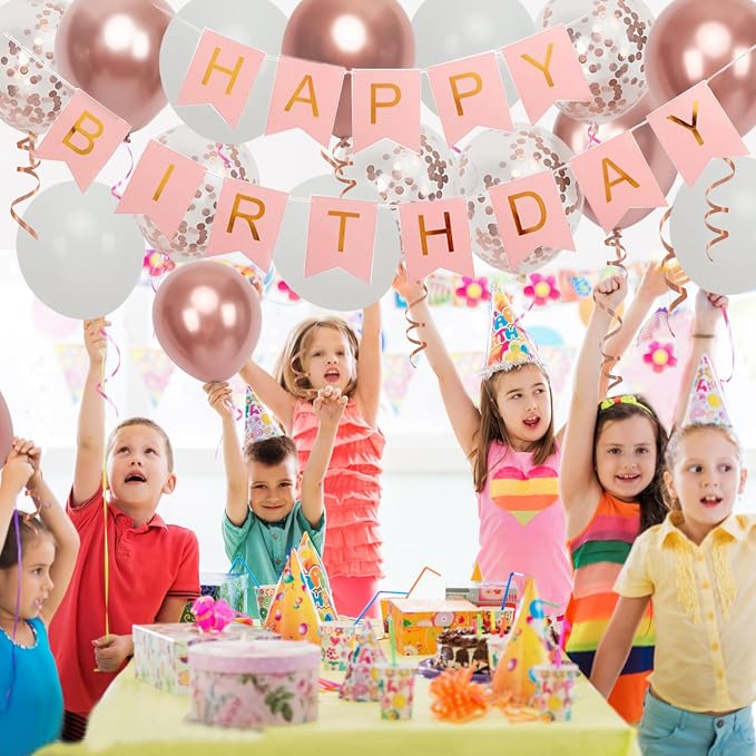 Happy Birthday Banner, Rose Gold Birthday Decoration - Image 7