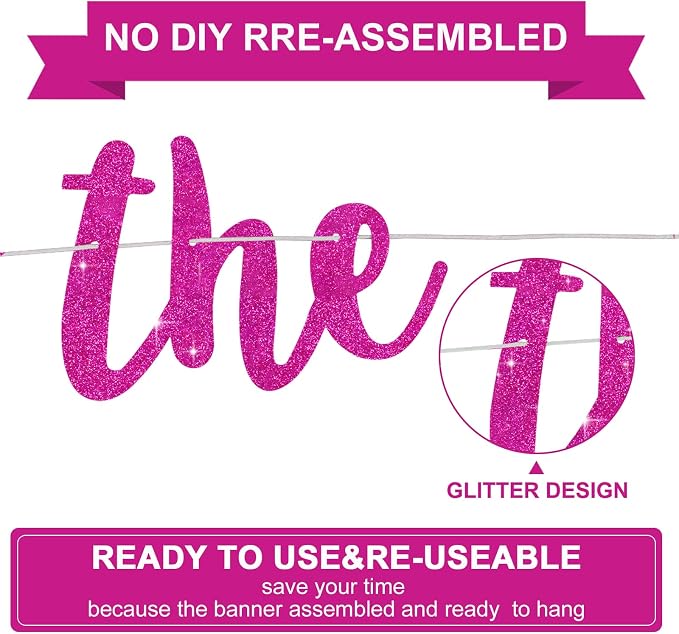 BEISHIDA Rose Red Pre-Strung Glitter The Beginning of A New Chapter Banner | - Image 2