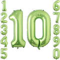 Light Green Number 10 Balloon 40 Inch, Glossy Metallic Double Digit Decor | by Unknown