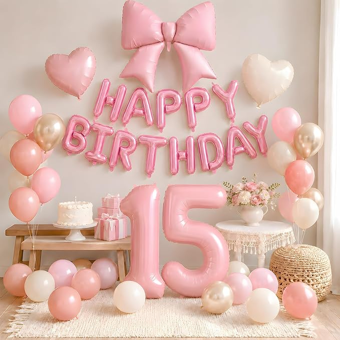 Dusty Pink Number 15 Balloon, 15th Birthday Decorations - Image 4