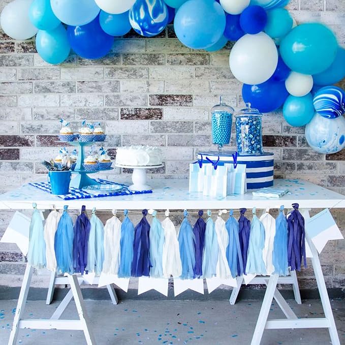 Blue Tassel Garland 20 Pcs, Tissue Paper Tassels Garland Banner - Image 5