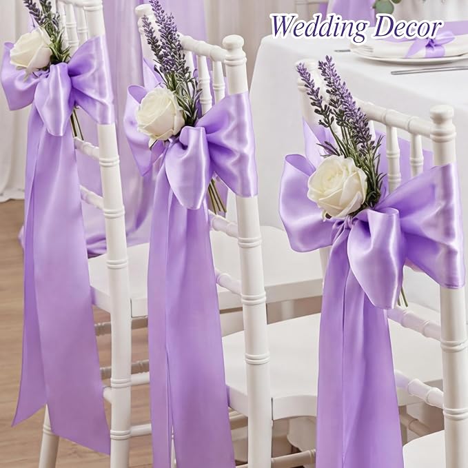 woric Lavender Satin Ribbon 1 1/2 Inch 50 Yards Light Purple Ribbon | Polyester - Image 6