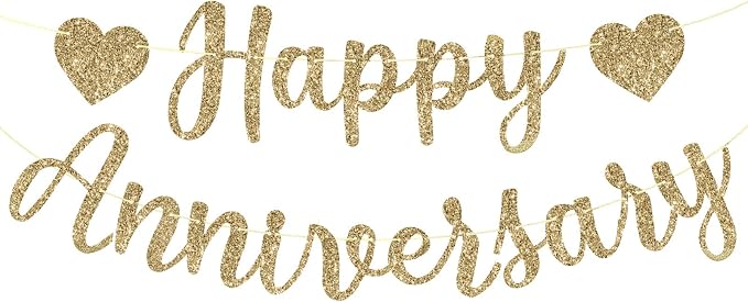 Happy Anniversary Banner, Glitter Happy Anniversary Decorations No DIY by Unknown