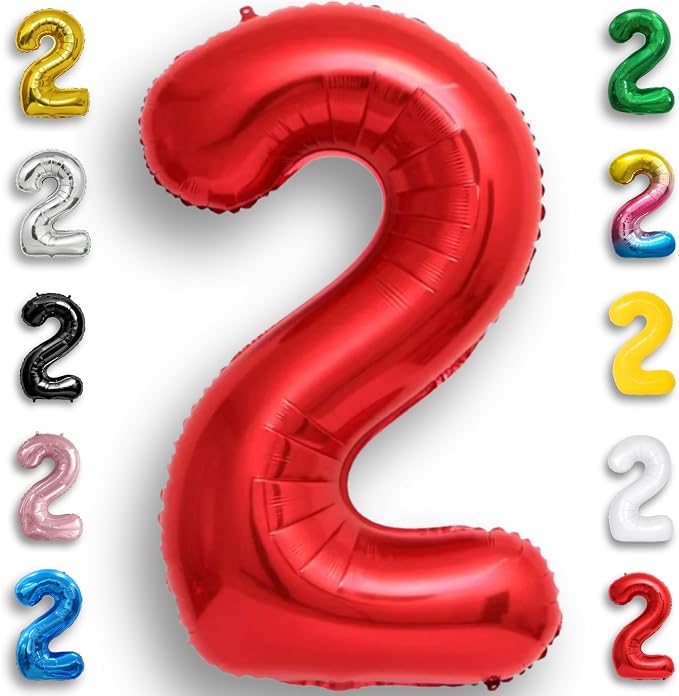 Red Number Balloon 2 Mylar Foil Balloons 16 inch by Unknown