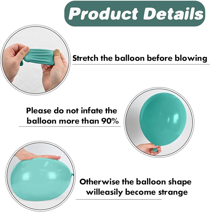 Blue and Green Balloons for Birthday Wedding Decorations | 12-inch light blue - Image 5