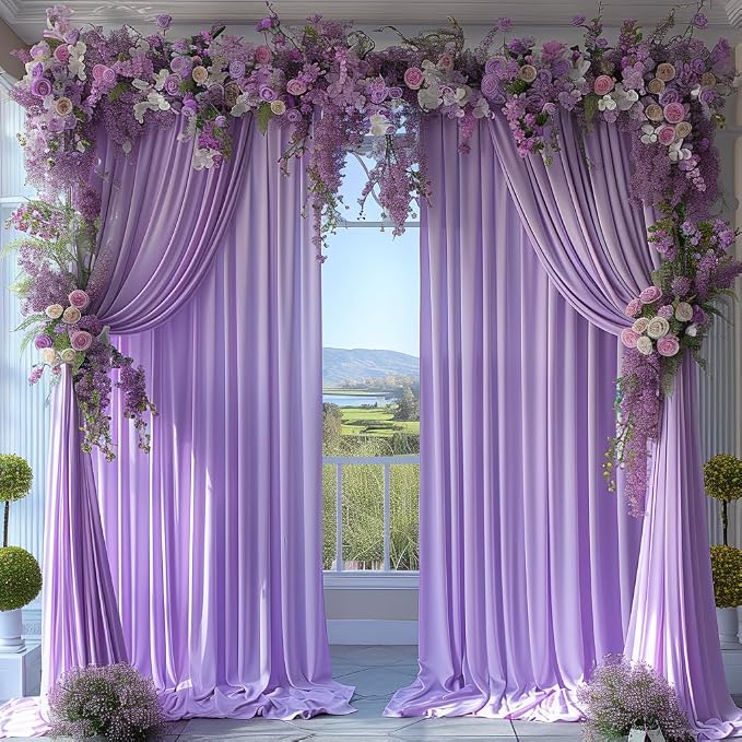 10x10ft Wrinkle Free Lavender Backdrop Curtain - Image 8