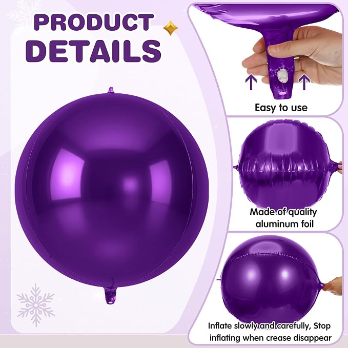 Jenaai 30 Set Round Foil Balloons Bulk 22 Inch 4d Metallic Giant Balloons Set - Image 5