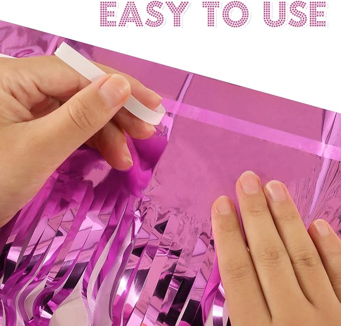 2 Pack Fringe Curtains Foil Shiny Fringe Backdrop Tinsel Door Streamers Foil - Image 5
