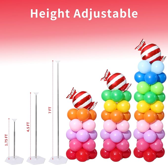 Rainbow Candy land Balloon Column Stand Kit Set of 2, 7 Feet Height Balloon - Image 6